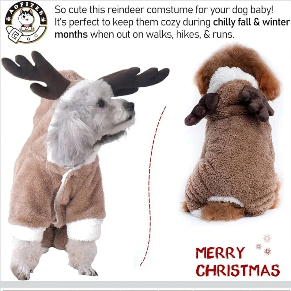 2/$10 Cozy Brown Reindeer Dog Costume NWOT